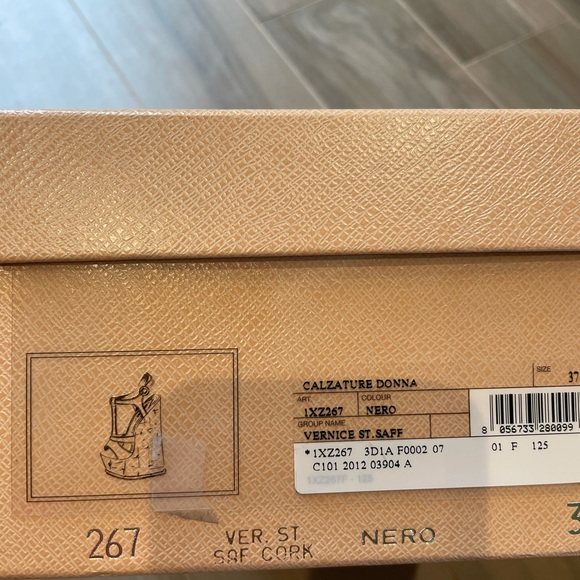 Prada Cork Wedge Saffiano Leather Sandals - Picture 4 of 4